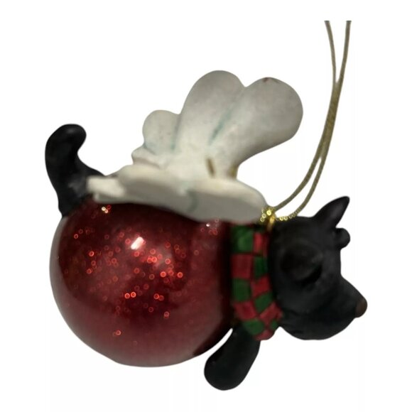 Dog Angel Christmas Ornament with Red Glitter Ball & Wings Holiday Seasonal Hang - Picture 3 of 3